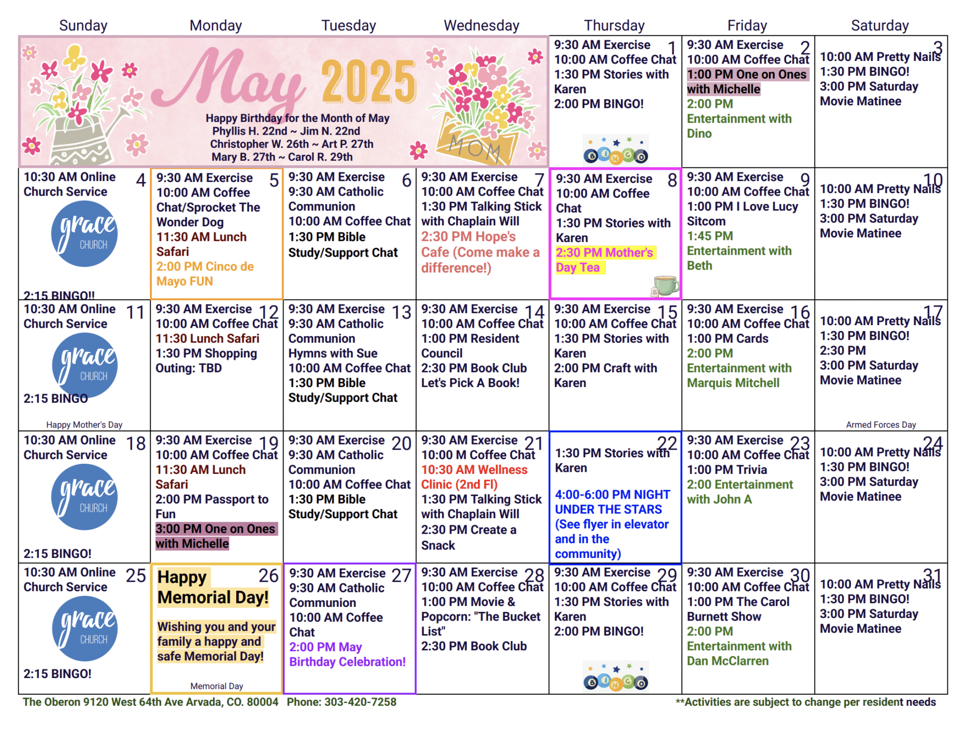 Daily Activities -April